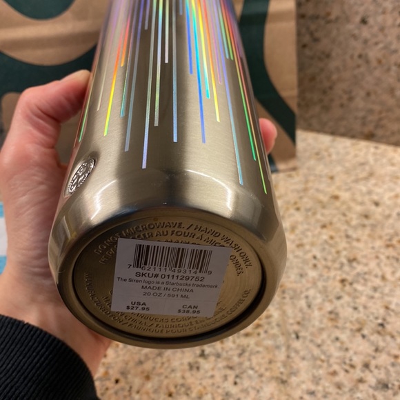 Iridescent Holographic stripes Stainless Steel Insulated Silver Mint Blue Top - Picture 3 of 10